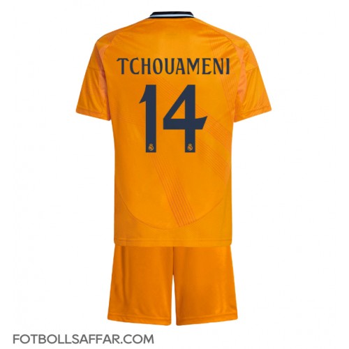 Real Madrid Aurelien Tchouameni #14 Bortadräkt Barn 2024-25 Kortärmad (+ Korta byxor)